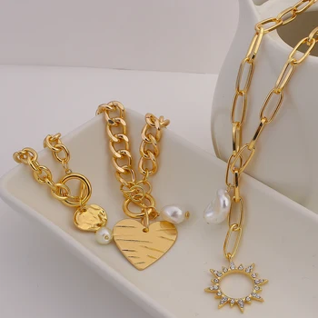 Flashbuy Богемия Золотой Цвет Металлическая Цепочка Кулон Ожерелье для Женщин Креативное Геометрическое Заявление Модные Ювелирные Изделия