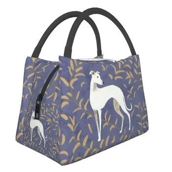 Утепленные сумки для ланча Whippet с коричневыми листьями для женщин, Переносной холодильник для собак Greyhound, Термос для еды, Ланч-бокс для работы и путешествий