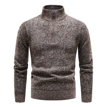 2023 мужская новая осенне-зимняя одежда наполовину на молнии, наполовину водолазка, повседневный однотонный толстый пуловер, свитер