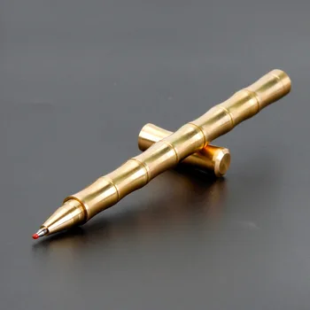 Высококачественная Цельнометаллическая ручка из латуни для деловых мужчин, подарок для подписи, Бамбуковая Шариковая ручка, Купить 2 подарка для отправки