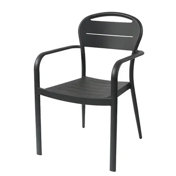 Набор садовой мебели для бистро из алюминия с металлическими планками уличный садовый стул Уличный кофейный стул с черной спинкой и подлокотниками