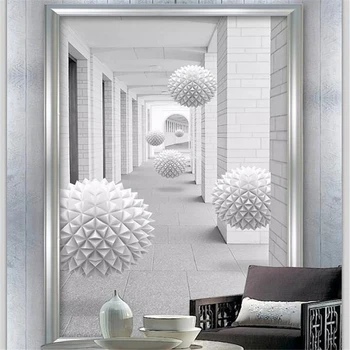 обои wellyu на заказ фреска 3D фотообои лестница с круглым шаром гостиная прихожая обои для прихожей 3d papel de parede
