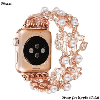 Ювелирный ремешок для Apple watch band bling бриллиантовый браслет-цепочка для iwatch87654321SE Ultra women 38 40 41 42 44 45 мм металлическое запястье