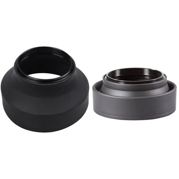 2 шт 3 В 1 Черная резиновая бленда объектива Canon Sony Nikon, 52 мм и 58 мм