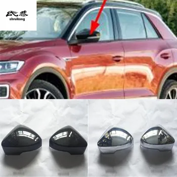 2 шт./лот, покрытие из АБС-хрома или углеродного волокна, украшение зеркала заднего вида для 2018 Volkswagen VW T-ROC автомобильные аксессуары