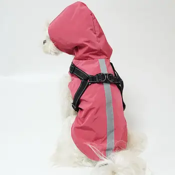 Дождевик для домашних животных, дождевик с капюшоном, водонепроницаемая Дышащая светоотражающая одежда для щенков среднего размера и маленьких собак на улице