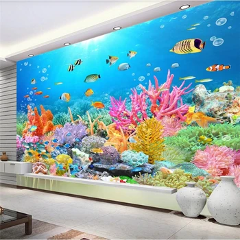 Пользовательские обои 3d подводный коралловый риф ТВ фон стены гостиная спальня детская комната обои фотообои papel de pared