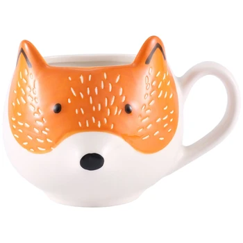 Керамическая кофейная чашка в форме мультяшной лисы с животным рисунком, домашняя кухня, офис, чашка для сока и молока