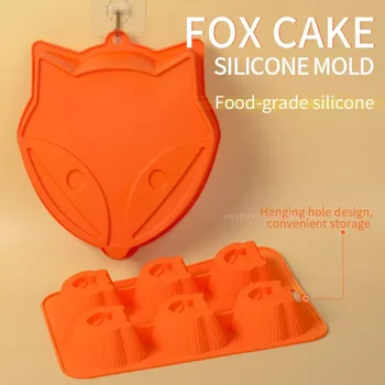 Силиконовая форма Fox для выпечки торта, миска для торта с одним отверстием, инструменты для формования торта из 6 частей, формы для выпечки