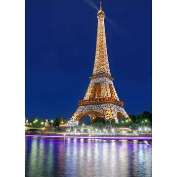 Фон для Фотосъемки Эйфелевой Башни, Ночной Фонтан Парижа, Фон для Французской Студии Landmark, Декор для Свадьбы, Дня Рождения