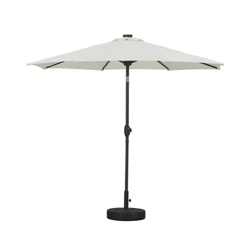 уличный зонт для патио с 10-футовой светодиодной подсветкой с 8 стальными ребрами жесткости и откидным зонтом на солнечной энергии
