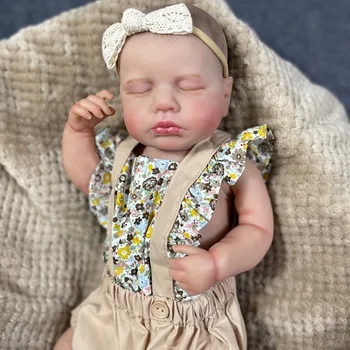 19-дюймовая силиконовая виниловая кукла Loulou для всего тела Reborn Sleeping Newborn Baby Doll Гибкого 3D оттенка кожи с видимыми венами