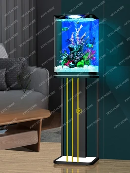 Экологический напольный аквариум для рыб в гостиной с мелкой сменой воды, аквариум с глобусом и пейзажем