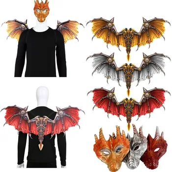 Косплей животного, костюм дракона, Рождественский подарок на Хэллоуин, карнавальная вечеринка, детский косплей, крылья демона и маска, детский костюм на день крана