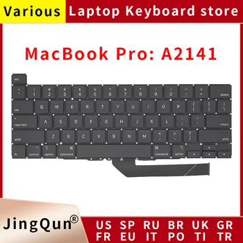 Новая Клавиатура A2141 EU UK US English FR Французский Испанский Немецкий Русский Арабский Для MacBook Pro Retina 16