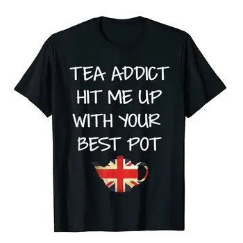 Забавная Футболка С Британским Флагом Tea Addict Best Pot Pun Teapot Дизайнерский Подарок, Топы и Тройники, Хлопковые Футболки Для Мужчин Normal