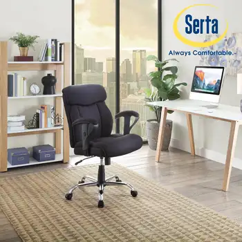 Офисное кресло Serta Big & Tall Fabric Manager, весит до 300 фунтов, черное