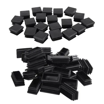 50 шт Черных пластиковых квадратных заглушек, трубных вставок 20шт 25Мм x 25Мм и 30шт 25X50Мм