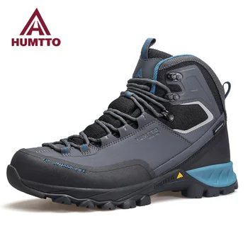 Водонепроницаемая походная обувь HUMTTO, роскошные дизайнерские походные ботинки для мужчин, кроссовки для скалолазания, кожаные безопасные мужские ботильоны