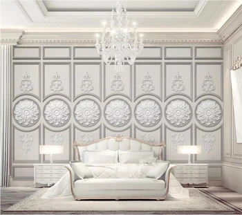Бейбехан Пользовательские обои 3d фреска красивая европейская белая штукатурка резные 3D стерео ТВ фон стены гостиной обои